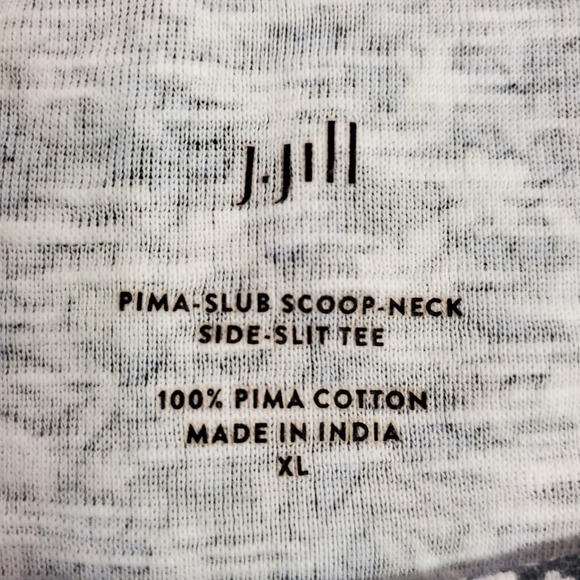J Jill Women Pima Slub Scoop Neck Side Slit Tee Size XL Blue Floral Short Sleeve - Picture 4 of 10